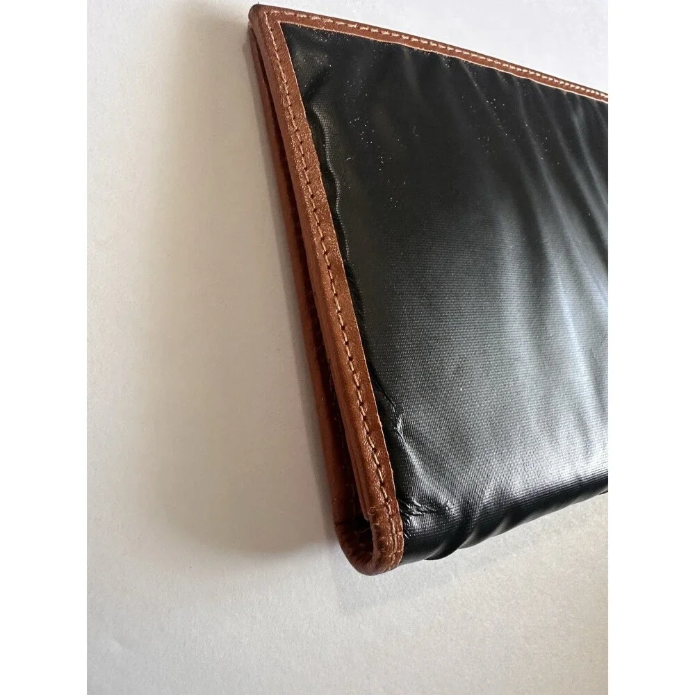 Hunting World Long Bifold Wallet Green Battue Cloth & Tan Leather Trim Italy